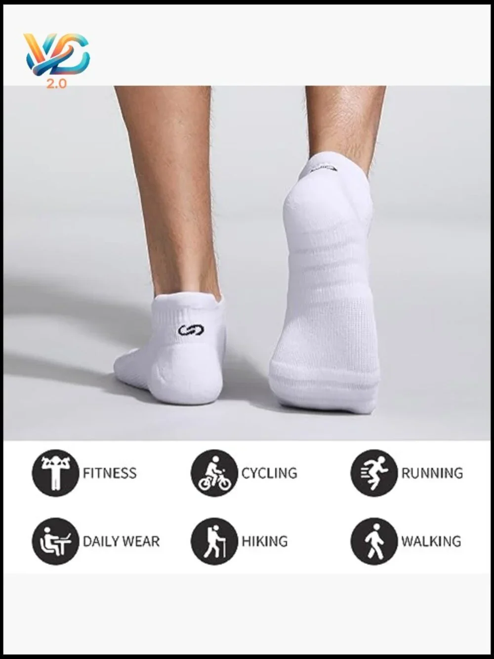 Athletic Running Ankle Socks Low Cut Cushioned Anti-Blister Tab Sports Socks 6